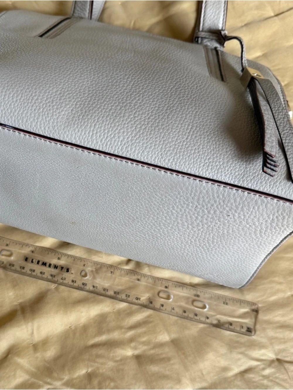 Kate Spade Pebbled Leather Satchel in Light Gray with Silver Hardware